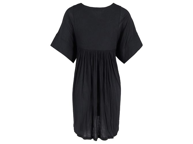 Stella Mc Cartney Stella McCartney Mini-Kleid mit Bindegürtel aus schwarzer Baumwolle - Ansicht 3