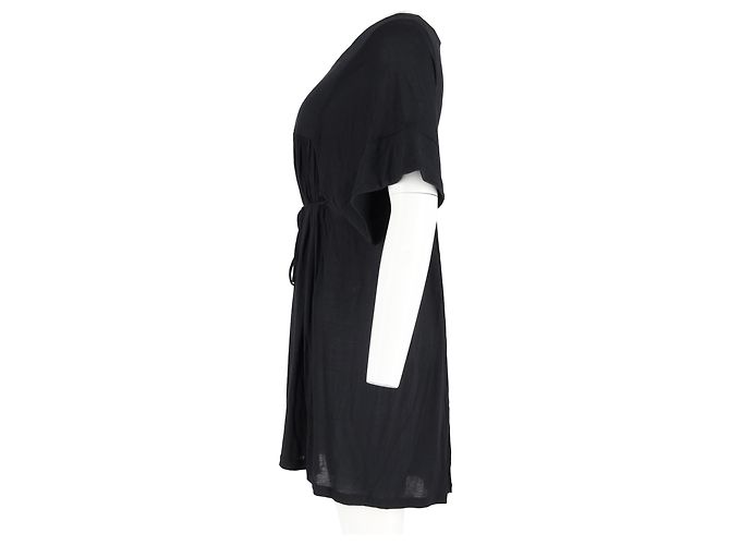 Stella Mc Cartney Stella McCartney Mini-Kleid mit Bindegürtel aus schwarzer Baumwolle - Ansicht 5