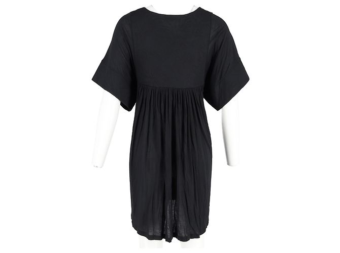 Stella Mc Cartney Stella McCartney Mini-Kleid mit Bindegürtel aus schwarzer Baumwolle - Ansicht 6