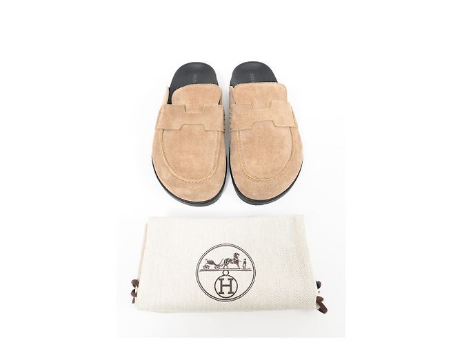 Mules Hermès Go in suede beige - vista 18