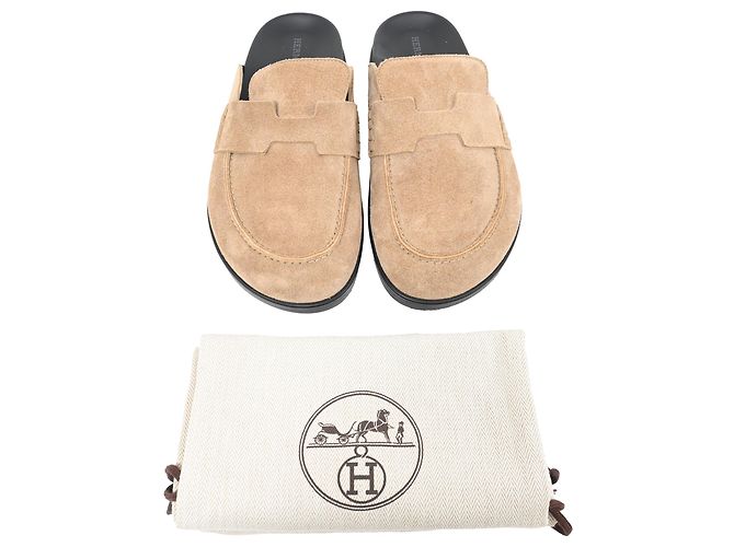 Mules Hermès Go in suede beige - vista 9