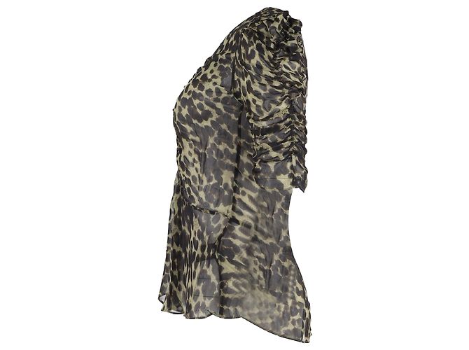 Blusa Caja Ruched de Isabel Marant en viscosa con estampado animal - vista 2
