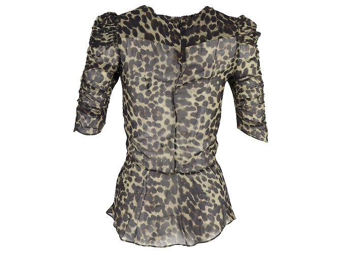 Blusa Caja Ruched de Isabel Marant en viscosa con estampado animal - vista 3