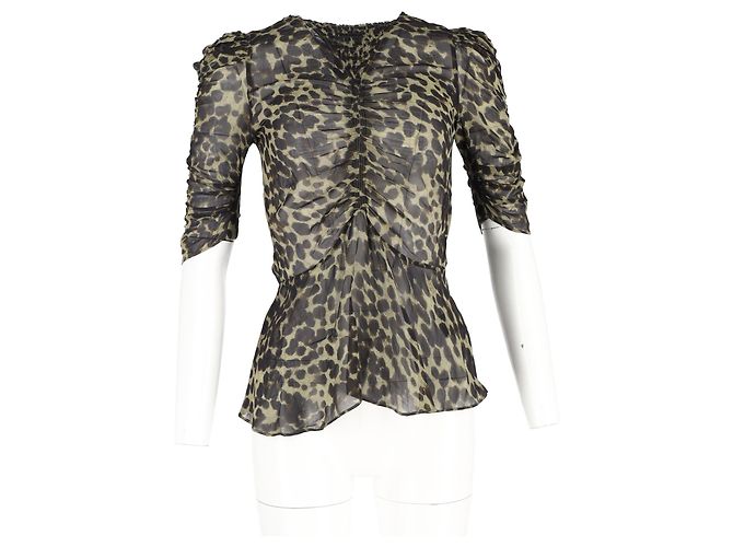 Blusa Caja Ruched de Isabel Marant en viscosa con estampado animal - vista 4