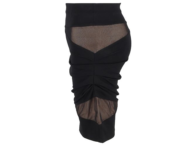 Autre Marque Falda mini de rayón negro con acentos de malla de Alexander Wang - vista 2