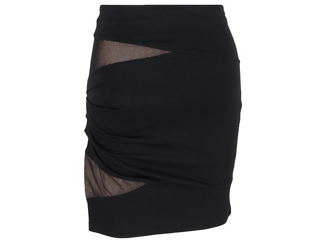 Autre Marque Falda mini de rayón negro con acentos de malla de Alexander Wang - vista 3