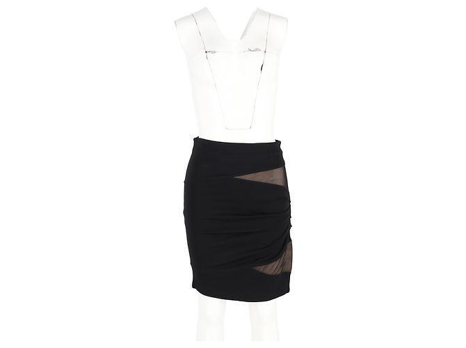 Autre Marque Falda mini de rayón negro con acentos de malla de Alexander Wang - vista 4