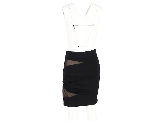 Autre Marque Falda mini de rayón negro con acentos de malla de Alexander Wang - vista 6