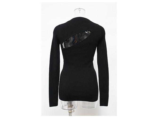Schwarzer Wollpullover mit Rückenausschnitt von Diane Von Furstenberg - Ansicht 8