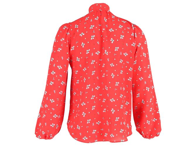 Autre Marque Blusa Impresa Rixo en Seda Roja - vista 3