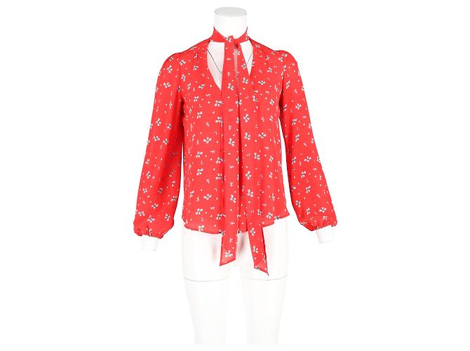 Autre Marque Blusa Impresa Rixo en Seda Roja - vista 4