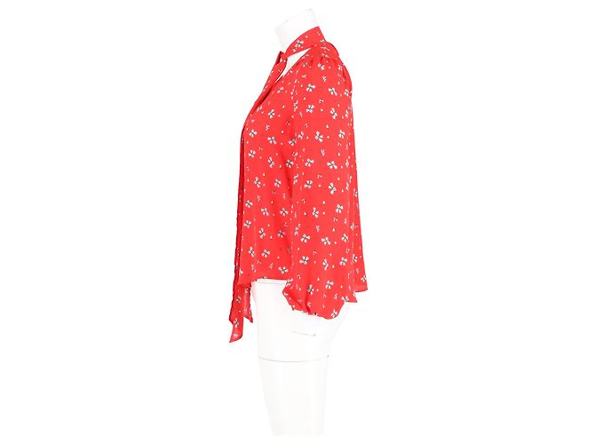 Autre Marque Blusa Impresa Rixo en Seda Roja - vista 5