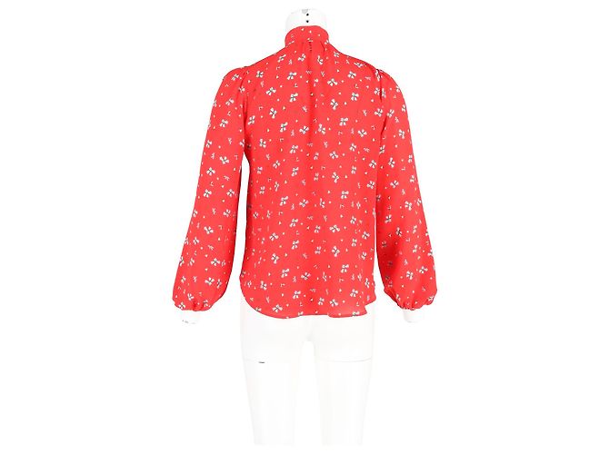 Autre Marque Blusa Impresa Rixo en Seda Roja - vista 6