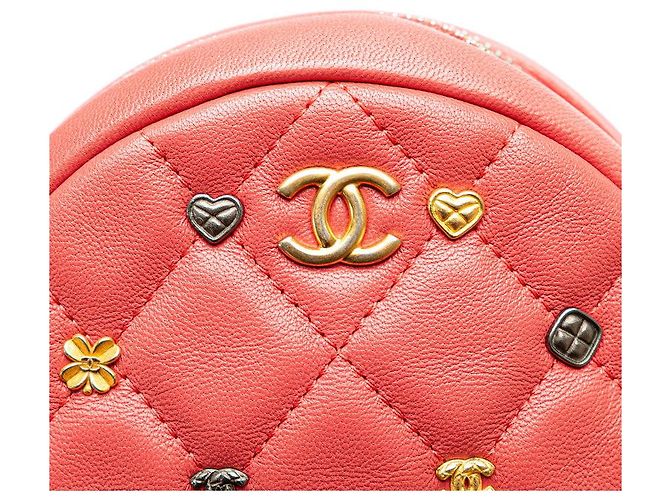 Chanel Lammleder Coco Mark Heart Camellia Stepp Schultertasche A81620 Rot - Ansicht 6