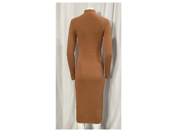 Autre Marque Braun geripptes Strick-Midikleid mit Ausschnitten von Dion Lee Rot - Ansicht 11