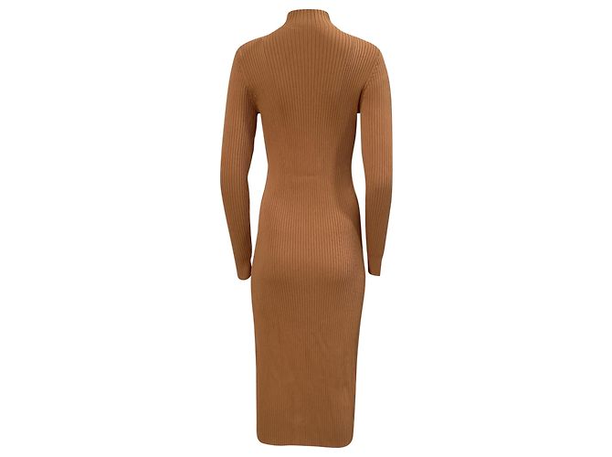 Autre Marque Braun geripptes Strick-Midikleid mit Ausschnitten von Dion Lee Rot - Ansicht 4