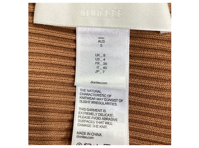 Autre Marque Braun geripptes Strick-Midikleid mit Ausschnitten von Dion Lee Rot - Ansicht 6