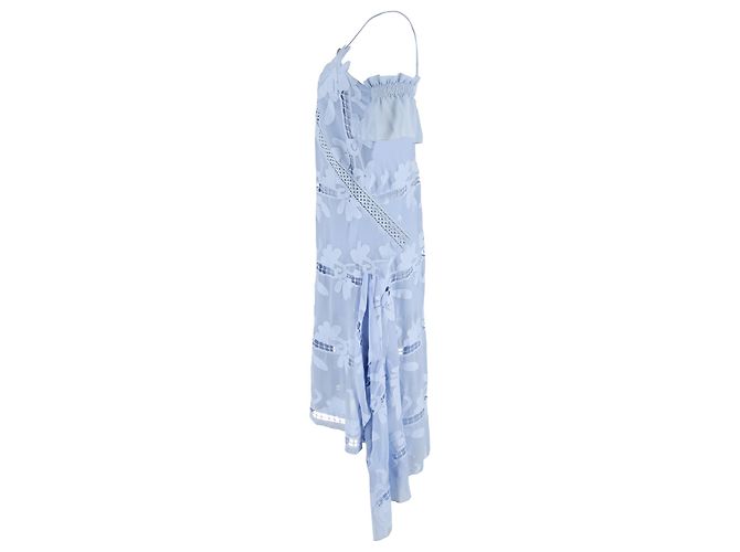 Self portrait Self-Portrait Off-The-Shoulder Embroidered Georgette Dress in Light Blue Polyester - view 2