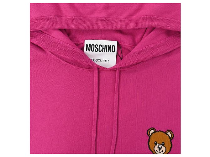 Hoodie Moschino Couture Bear in cotone rosa - vista 5