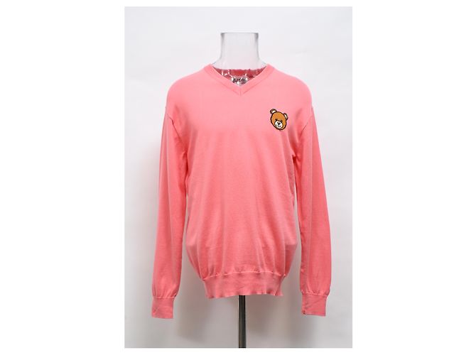 Moschino Couture Bären V-Ausschnitt Pullover aus rosa Baumwolle Pink - Ansicht 6