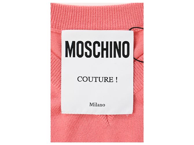 Moschino Couture Bären V-Ausschnitt Pullover aus rosa Baumwolle Pink - Ansicht 9