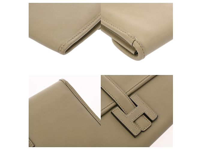 Hermès Borsa Clutch Hermes Jige Duo Sage Beige - vista 8