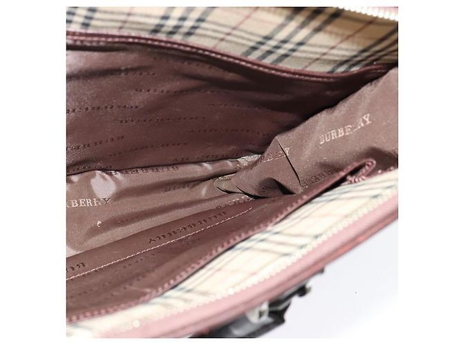 Bolsa de mão BURBERRY em nylon 2 vias marrom prata autêntica bs25146 - vista 17