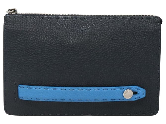 Borsa Clutch Celeria in Pelle Nera FENDI Auth bs25137 Nero - vista 13