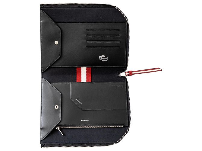 Bally Reisepouch aus schwarzem Leder - Ansicht 7