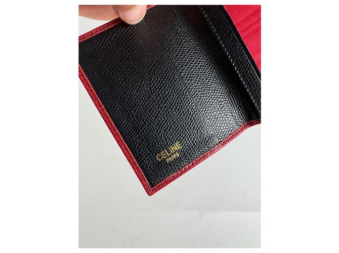 Céline Porte-cartes en cuir vintage Celine Paris rouge - vue 7