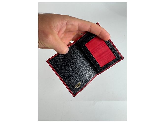 Céline Porte-cartes en cuir vintage Celine Paris rouge - vue 8