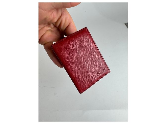 Céline Porte-cartes en cuir vintage Celine Paris rouge - vue 9