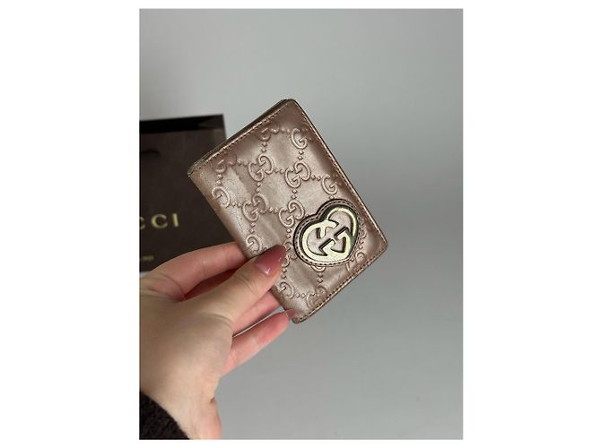 Vintage Gucci Monogramm Kartenhalter in rosé Metall Lila - Ansicht 10
