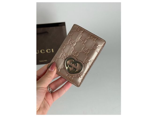 Vintage Gucci Monogramm Kartenhalter in rosé Metall Lila - Ansicht 11