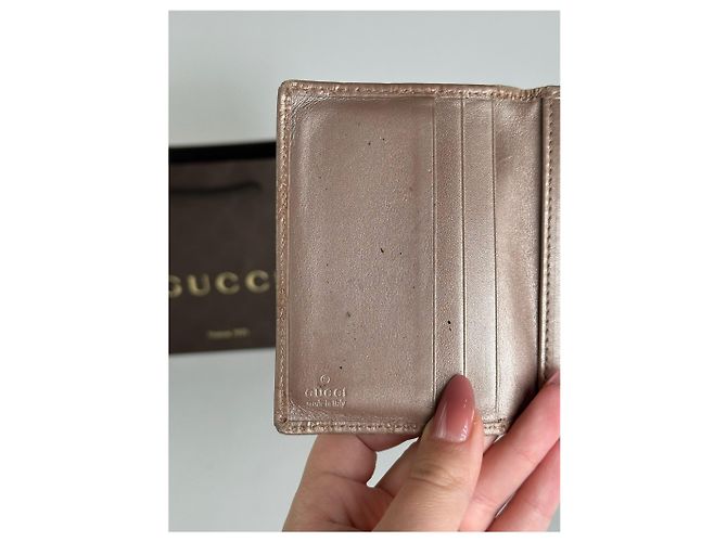 Vintage Gucci Monogramm Kartenhalter in rosé Metall Lila - Ansicht 5