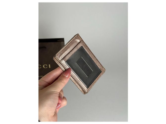 Vintage Gucci Monogramm Kartenhalter in rosé Metall Lila - Ansicht 9