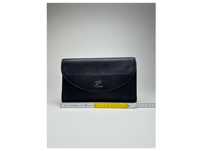 Clutch in pelle vintage Courreges Parigi nera Nero - vista 10