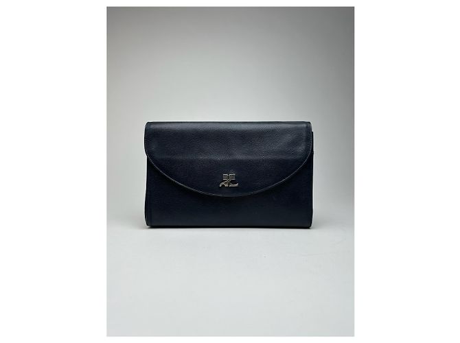Clutch in pelle vintage Courreges Parigi nera Nero - vista 12