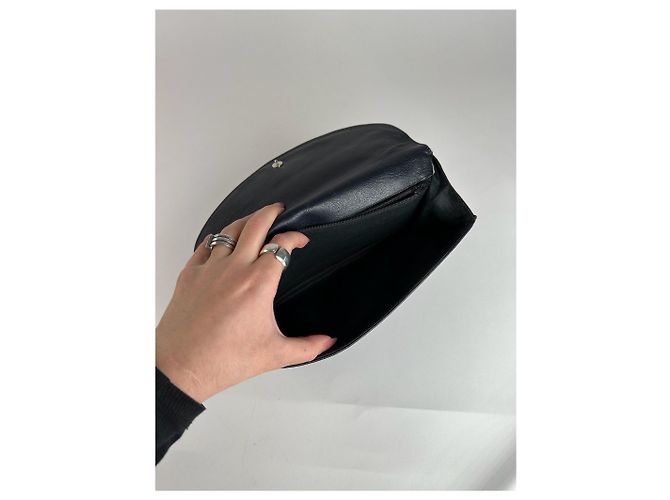 Clutch in pelle vintage Courreges Parigi nera Nero - vista 2