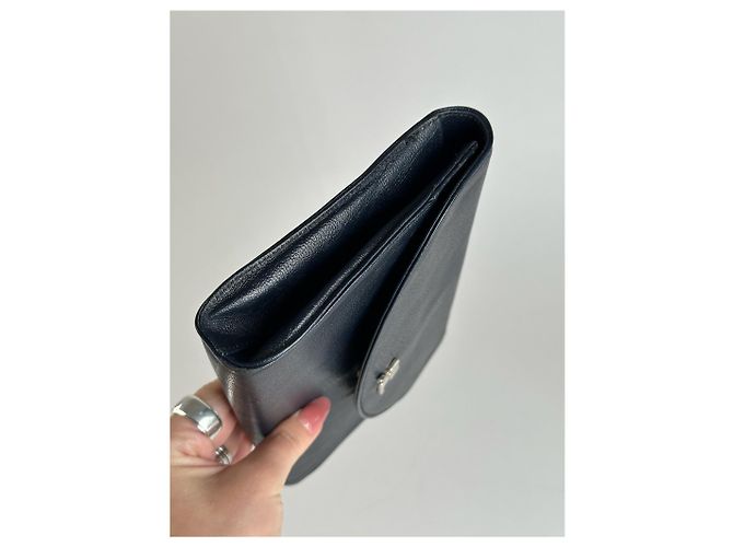 Clutch in pelle vintage Courreges Parigi nera Nero - vista 5