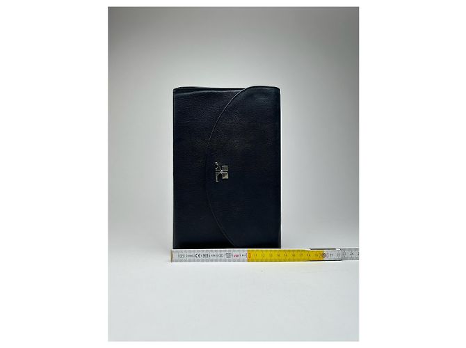 Clutch in pelle vintage Courreges Parigi nera Nero - vista 9