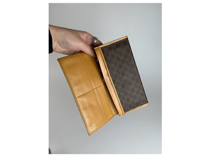 Céline Vintage Celine Paris leather monogram Card Holder Brown - view 4