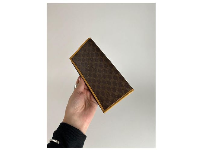 Céline Vintage Celine Paris leather monogram Card Holder Brown - view 7