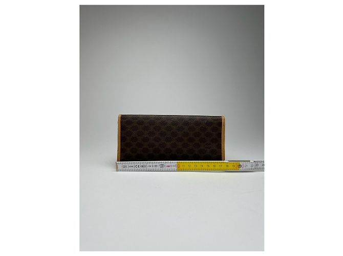 Céline Vintage Celine Paris leather monogram Card Holder Brown - view 9