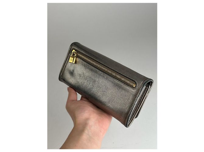 Vintage Loewe Madrid Leather Wallet Bronze Silvery - view 2