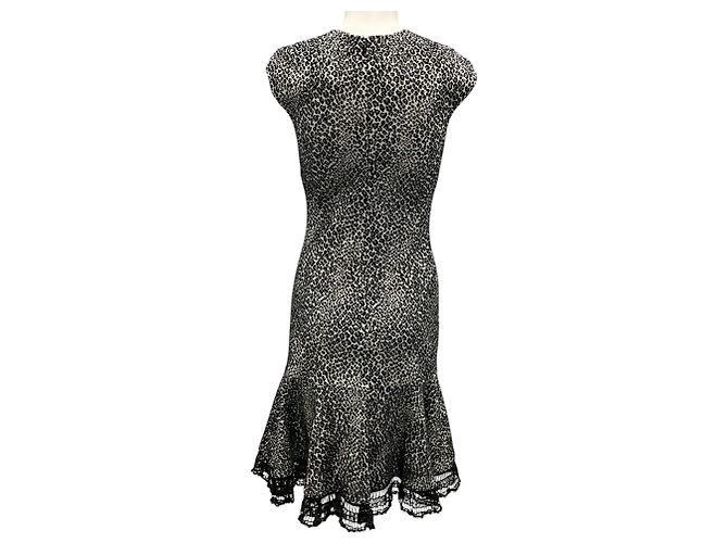 Behnaz Sarafpour Black / White Leopard Print Knit Dress - view 3