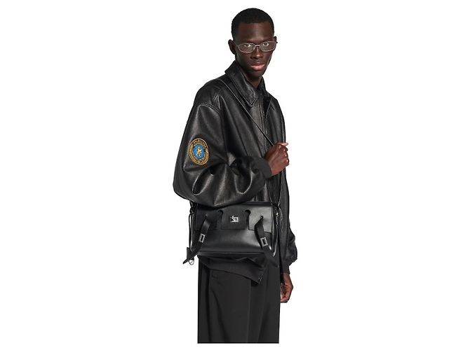 Balenciaga BORSA MESSENGER CON ZIP BEL AIR PICCOLA DA UOMO IN NERO - vista 3