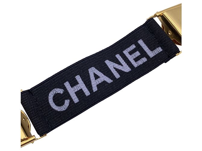Timeless Chanel Suspensórios elásticos pretos com clipe de metal dourado - vista 4