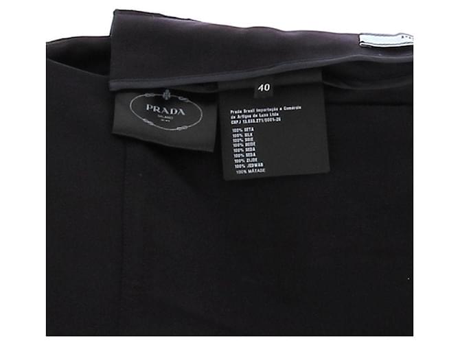Prada Falda asimétrica de seda negra Negro - vista 6