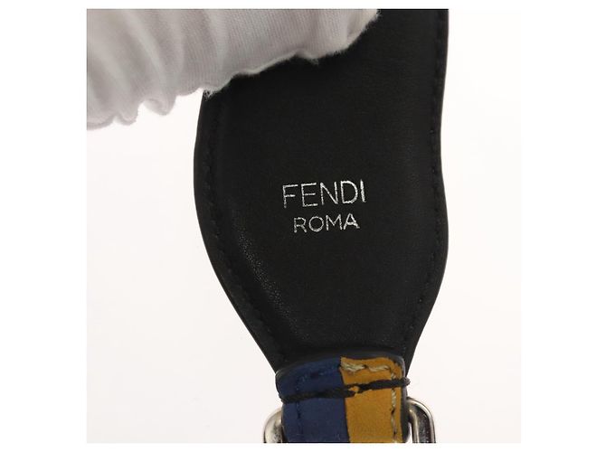 FENDI Cinghia Tu Cinghia Spalla Pelle Nera Gialla Auth hk2496 Nero Giallo - vista 6